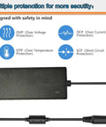 54V 1.1A DC Power Adapter For UniFi USW-Lite-8-PoE 8-Port Gigabit Switch, black PSU with safety icons and DC plug