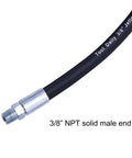 8 Ft Pressure Washer Whip Hose With Swivel Adapter Set Three Eighths Inch NPT Workhorse Pro Grade Quick Connect For High PSI Up To 4000, 2.5-5 GPM, 176F Max Temperature, Burst 16000 PSI, Heavy Duty Durable Hose, 3/8 NPT solid male end