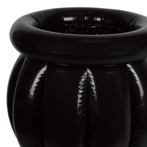 Close-up of an Inflatable Cauldron Cooler For Parties And Halloween Black Beverage Cooler Holds 48 Cans With Ice Spooky Decor