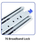 Hella Smooth Full Extension Drawer Slides With Ridiculously Strong Ball Bearings Secure Lock and Quick Tool Free Install For Kitchen Cabinets And Garage Storage Gear close-up of 76 broadband lock mechanism.
