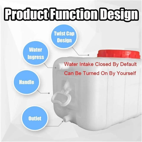 Outdoor Water Storage Tank 150L Workhorse for Camping and Hiking with twist cap, handle, and outlet