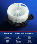 Ready To Roll Ac Heater Blower Motor For Dodge Ram ProMaster 1500 2500 3500 2014 2025 3.6L 3.0T front view with specifications.