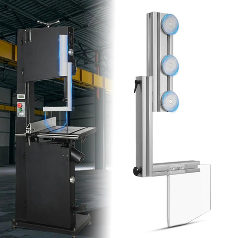 Vertical Band Saw Guard Aluminum Alloy No Drilling Required Universal Safety Shield with magnetic mount and high-visibility