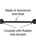 2 Pack Magnetic Towel Bar For Fridge And Kitchen, showing aluminum bar with rubber ends, labeled anti-rust and anti-scratch features.