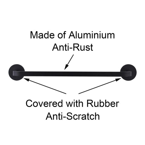 2 Pack Magnetic Towel Bar For Fridge And Kitchen, showing aluminum bar with rubber ends, labeled anti-rust and anti-scratch features.