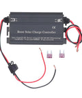 Heavy Duty Mppt Solar Charge Controller With Four Digit Display And High Efficiency Boost Technology For Rv Camper Van And Off Grid Power Zero Sweat Setup, top view with wires.