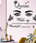 Wake Up Every Morning With The Thought Something Wonderful Is Gonna Happen Inspirational Quote Wall Decal in living room
