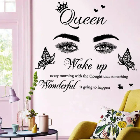 Wake Up Every Morning With The Thought Something Wonderful Is Gonna Happen Inspirational Quote Wall Decal in living room