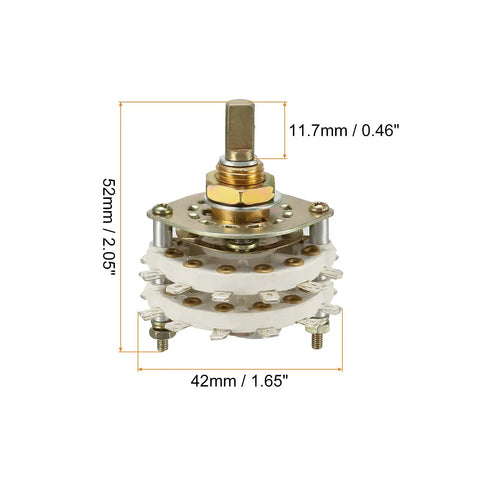 Band Selector Rotary Switch 4P5T 4 Pole 5 Position 2 Deck for Radio TV and Other Electronics, 52mm x 42mm