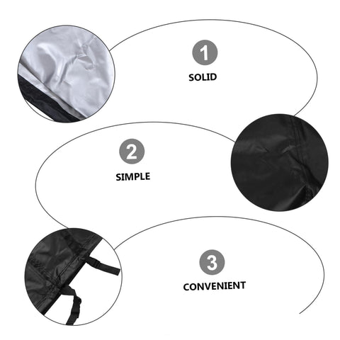 Diagram showing features of Outdoor Furniture Cover For Patio And Garden Weatherproof Dustproof And Windproof With Buckles.
