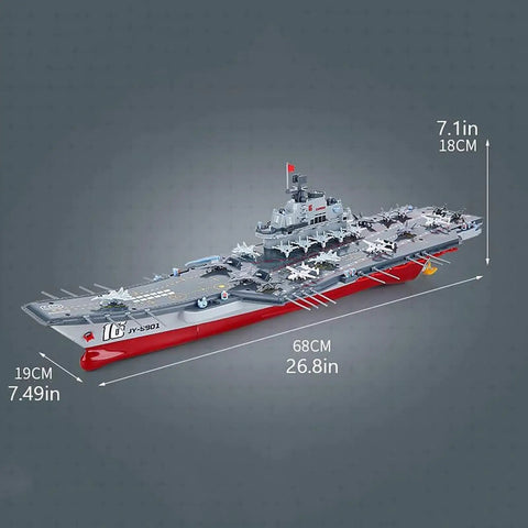 Dual-Motor 30 Km/H RC Battleship With Waterproof Hull And Sealed Cabin, top view with dimensions, red and grey design