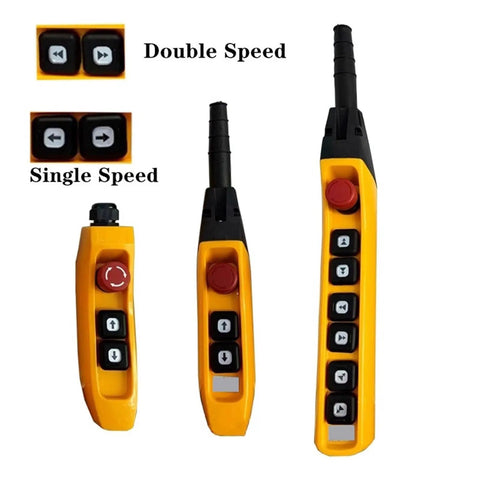Rainproof Hoist Push Button Switch For Crane Control Ready To Go Weatherproof Push Button With Durable Plastic Housing Fits TNHA1 61FS 62FS 63FS 61F Single Speed, yellow crane pendant switch