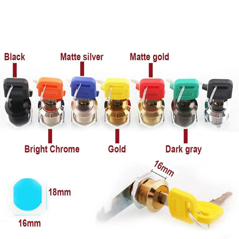 Cam Lock For Drawer And Cabinet Hardware, 6 Color Variants, 16mm Gold Latch Lock For Locker, Cupboard, Wardrobe, DIY Projects, 1 Piece