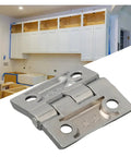 Rotating Concealed Door Hinges Heavy Duty Zinc Alloy Butt Hinge for doors and cabinets, silver, shown with white cabinet installation