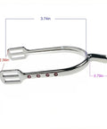 Prince Of Wales Rhinestone Bling Riding Spurs For Women With Leather Straps Chrome Plated Zinc Alloy Bumper Spurs