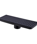 Linear Shower Floor Drain With Removable Cover Grid Grate 12 Inch Long Rectangle Stainless Steel Matte Black Finish For Modern Bathrooms