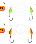 Pompano Surf Fishing Rigs With Hand Tied Unique T Knot Saltwater Floats, dual color, O-hooks, pre-rigged tackle, 5pcs set
