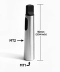 Mt2 To Mt1 Morse Taper Reducing Adapter Sleeve Zero Slack Shop Pro Pick For Woodworking Lathes Drill Presses Heavy Duty Steel Tailstock Tool, 90mm length, silver alloy steel.