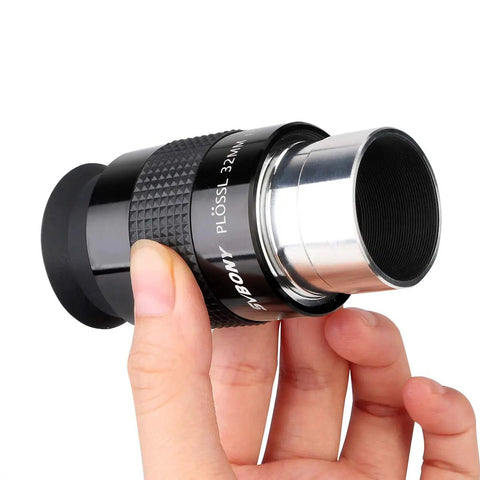 Hand holding 32mm 1.25 Inch Plossl Eyepiece For Telescopes With Filter Thread, Visual Astronomy Ready, crystal clear field of view