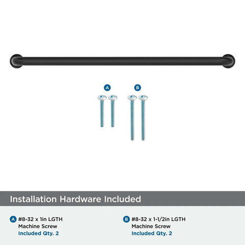 Slick Matte Black Cabinet Door Handle And Drawer Pull With Heavy Duty Metal Frame 10 1 16 Inch Center To Center Spacing Kitchen Refresh showing installation hardware.