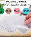 Eight Pack Rug Tape Pads Non Slip Rug Pad Gripper Anti Skid Stickers For Area Rugs Prevent Sliding Grip Corners shown in hand.