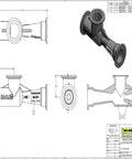 Technical drawing and rendering of 2 Inch Full Port Flanged Polypropylene Venturi Inductor For Manifold System Built Tough With Flanged Ends Heavy Duty MHV Series 225 PSI 49 GPM Flow Glass Filled Polypropylene.