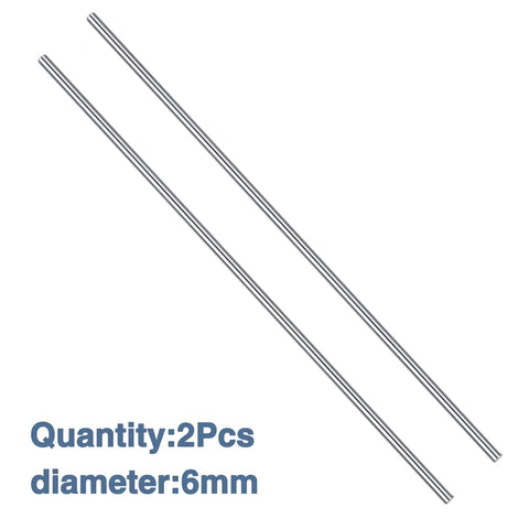 Two Pack 6mm By 600mm Linear Motion Rod Guides For DIY CNC And 3D Printer Projects, steel rods shown as 2pcs 6mm guides