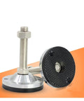 Heavy Duty Adjustable Leveling Feet With Shock Absorbing Rubber Base, M16 Thread Machine Mounts close-up view showing design and material.