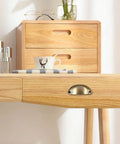 Wooden drawer with Vintage 16 Piece Cabinet Handles Set With Half Round Shell Drawer Pulls In Brass Tone