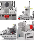Destroyer Battleship Building Set With 528 Pieces For Kids And Adults Interactive Warship Model With Rotating Main Guns Realistic Deck Details Durable Build Great For STEM Play Imaginative Ocean Warfare Creations, close-up deck and gun tower