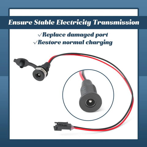 DC5521 Electric Bicycle Charging Port Replacement for Jetson Bolt Pro, 42V 5A, sealed with power connector and red-black wires