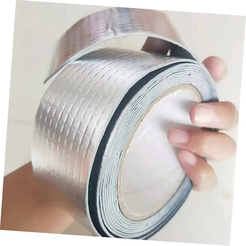Butyl Aluminum Foil Sealing Tape For Emergency Repairs And Leak Stops No Mess Weatherproof Patch in hand, close-up view
