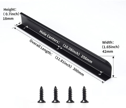 Edge Black Concealed Finger Pulls For Cabinets And Drawers Aluminum Flat Hidden Door Handles with screws and measurements