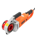 Professional Electric Pipe Threading Machine With Brawny 2300 Watt Motor And Six Replaceable Ratchet Dies showing orange and gray design for pipe threading.