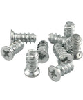 Top Tier Flat Head Replacement Screws For Panel Fixing And Furniture Assembly Hella Durable One Half Inch Nickel Plated Iron Fasteners in silver.