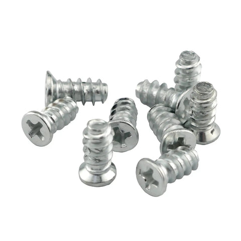 Top Tier Flat Head Replacement Screws For Panel Fixing And Furniture Assembly Hella Durable One Half Inch Nickel Plated Iron Fasteners in silver.