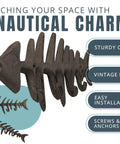 Heavy Duty Cast Iron Wall Hook Rack Featuring A Badass Fish Bone Skeleton Layout With Four Chunky Rustic Hooks And Rock Solid Mounting Hardware For Barns Or Workshops, showing sturdy design and vintage style.