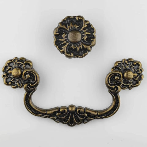 4 Pack 4-Inch Center To Center Vintage Style Bail Drawer Pulls With Drop Swing Handles In Antique Bronze Or Black Finish For Dressers And Cabinets