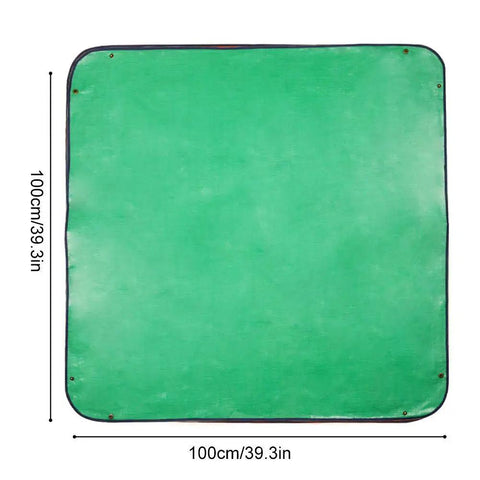 2Pack Plant Repotting Square Mats Foldable 39.3 Inch, green PE material with dimensions, garden transplanting work cloth folded view