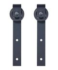 Upgrade Your Digs With This 6.6 Ft Black Sliding Barn Door Hardware Kit Serving Zero Hassle Setup solid black metal brackets.