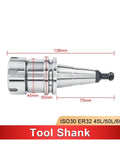 ISO30 ER32 Balanced Collet Chuck Tool Holder With Dead Nuts Precision Clamping For CNC Lathe And Milling Machines, 138mm size, alloy steel.