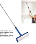 Pro Grade 10 Inch Paint Roller Kit With Telescopic Pole For Ceilings And Walls Adjustable Extension Handle in use for high ceilings.