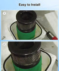Premium Vacuum Oil Mist Filter And Odor Element Kit installation close-up for Edwards RV Pumps with tools shown nearby.