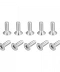 Top Shelf 10 Pack M4x12mm Torx Security Screws Crafted From Grade 316 Stainless Steel Featuring rugged countersunk heads in a neat arrangement.