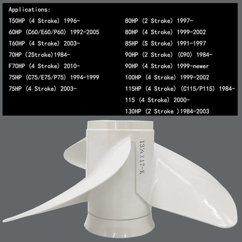 Aluminum Boat Propeller With Three Blades 13.25 Inch Diameter X 17K Pitch Right Hand RH For 60-130HP Outboard Engines Replaces OEM 6E5 45945 01 EL 15-Spline