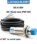 Capacitive Proximity Sensor Switch 6-36V DC Three-Wire NPN PNP NO NC 10mm Sensing Distance, industrial grade
