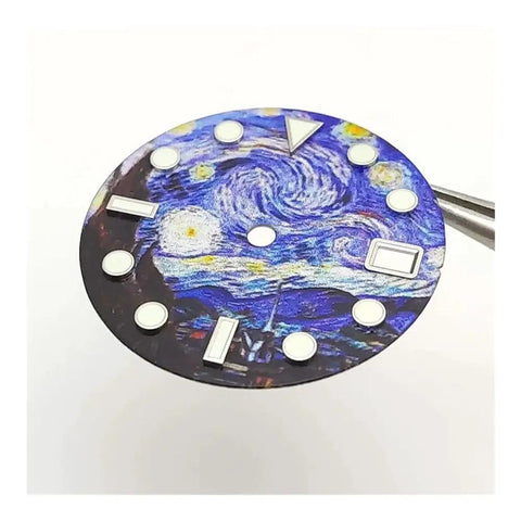 Starry Sky Green Luminous Watch Dial 28.5mm For NH35 NH36 Movements Replacement Dial Upgrade Kit With Dope Glow In The Dark Readability