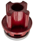 Close-up of die from Pipe Threader Kit With 6 Dies 1/4, 3/8, 1/2, 3/4, 1, 1-1/4 Inch Manual Ratcheting Threading Tool Set for DIYers.