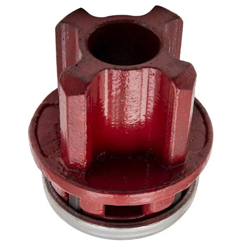 Close-up of die from Pipe Threader Kit With 6 Dies 1/4, 3/8, 1/2, 3/4, 1, 1-1/4 Inch Manual Ratcheting Threading Tool Set for DIYers.