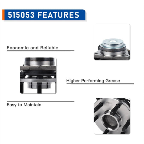 Front Wheel Hub And Bearing Assembly For 2002 To 2006 Cadillac Escalade And Chevy Avalanche Express Suburban 1500 2500 GMC Savana Yukon XL 1500 RWD Replacement Wheel Hub Kit With Durable Bearings And Easy Install showing economic and reliable design, advanced grease, and maintenance features.